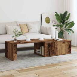 Berkfield Home Coffee Table Old Wood 150x50x35 cm Engineered Wood in Brown - Size: 150 x 50 x 35 cm - thumbnail 3