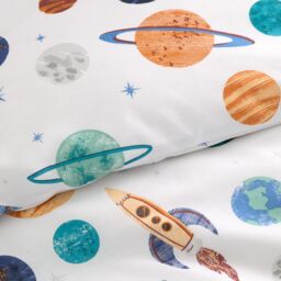 Happy Linen Company Cosmic Planets Duvet Cover Quilt Bedding Set in White - Size: Toddler - thumbnail 4