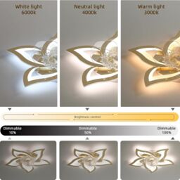Garwarm Gold Dimmable Chandelier Silent Ceiling Fan for Living Room - thumbnail 7