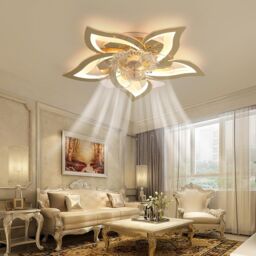 Garwarm Gold Dimmable Chandelier Silent Ceiling Fan for Living Room - thumbnail 3