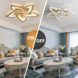 Garwarm Gold Dimmable Chandelier Silent Ceiling Fan for Living Room - thumbnail 5