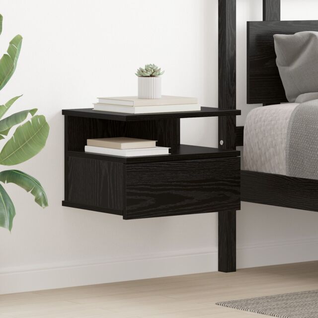 Berkfield Home Floating Nightstand Black Oak 40x31x27 cm Engineered Wood - Size: 40 x 31 x 27 cm - image 1