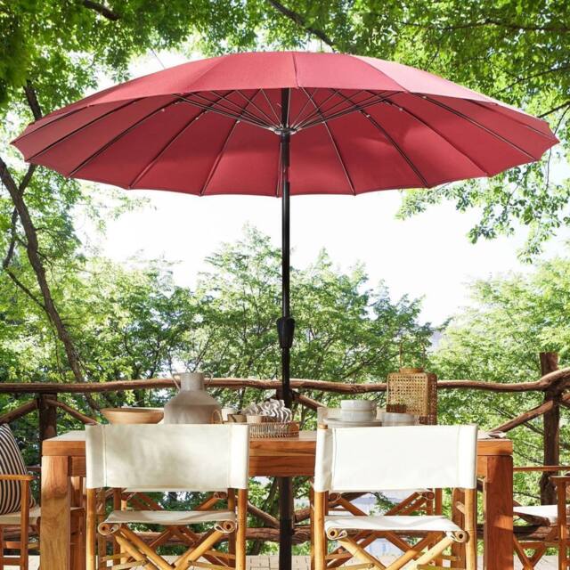 Wyld and Coco Market Garden Parasol 255cm - Dark Red Aluminium Pole Tilting Crank - image 1