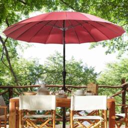 Wyld and Coco Market Garden Parasol 255cm - Dark Red Aluminium Pole Tilting Crank - thumbnail 1