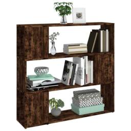 Berkfield Home Book Cabinet/Room Divider Smoked Oak 100x24x94 cm in Brown - Size: 100 x 24 x 94 cm - thumbnail 4
