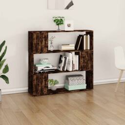 Berkfield Home Book Cabinet/Room Divider Smoked Oak 100x24x94 cm in Brown - Size: 100 x 24 x 94 cm - thumbnail 3