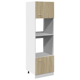 Berkfield Home Microwave Cabinet Lyon Sonoma Oak 60x57x207 cm Engineered Wood in Brown - Size: 60 x 57 x 207 cm - thumbnail 2