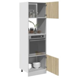 Berkfield Home Microwave Cabinet Lyon Sonoma Oak 60x57x207 cm Engineered Wood in Brown - Size: 60 x 57 x 207 cm - thumbnail 4