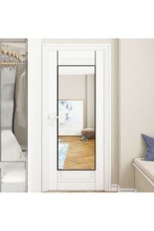 Living and Home 28cm W x 118cm H Black Metal Frame Over the Door Full Length Mirror - Size: 28 cm W x 118 cm H - thumbnail 2