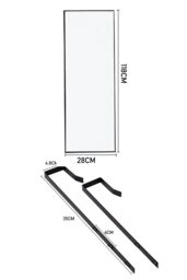 Living and Home 28cm W x 118cm H Black Metal Frame Over the Door Full Length Mirror - Size: 28 cm W x 118 cm H - thumbnail 3