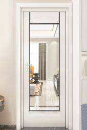 Living and Home 28cm W x 118cm H Black Metal Frame Over the Door Full Length Mirror - Size: 28 cm W x 118 cm H - thumbnail 1