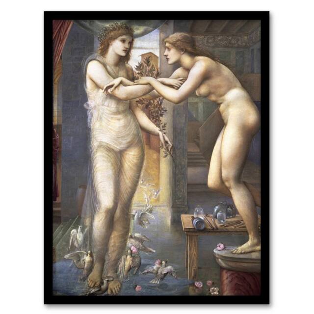 Artery8 Aphrodite & Galatea Vintage Framed Wall Art Print Edward Burne Jones in Blue - Size: A4 - image 1