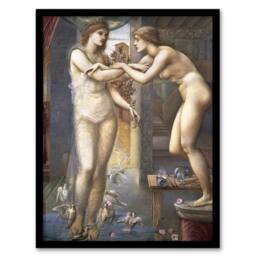 Artery8 Aphrodite & Galatea Vintage Framed Wall Art Print Edward Burne Jones in Blue - Size: A4 - thumbnail 1