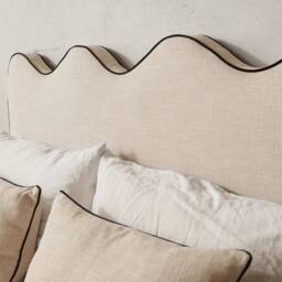 KDMD Egerie Curved Headboard Boucle Upholstered Latte Bed Frame in Light Khaki - Size: Single - thumbnail 4