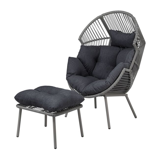 Artemis Home Nestara Standing Egg Chair & Stool in Dark Grey - image 1
