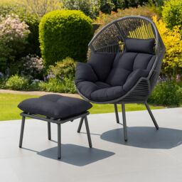 Artemis Home Nestara Standing Egg Chair & Stool in Dark Grey - thumbnail 3