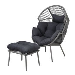 Artemis Home Nestara Standing Egg Chair & Stool in Dark Grey - thumbnail 1
