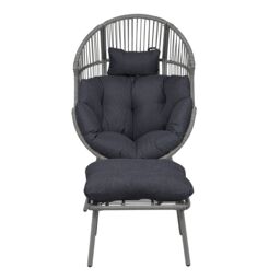 Artemis Home Nestara Standing Egg Chair & Stool in Dark Grey - thumbnail 2