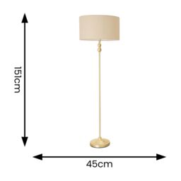 ValueLights Maggie Gold Metal Candlestick Floor Lamp with Fabric Lamp Shade in Natural - thumbnail 6