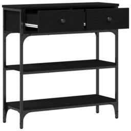 Berkfield Home Console Table Black Oak 72, 5x25x75 cm Engineered Wood & Steel - Size: 5 x 25 x 75 cm - thumbnail 5