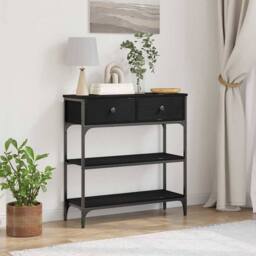 Berkfield Home Console Table Black Oak 72, 5x25x75 cm Engineered Wood & Steel - Size: 5 x 25 x 75 cm - thumbnail 1
