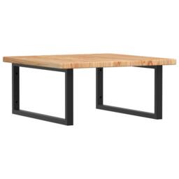 Berkfield Home Basin Shelf Wall Mounted Steel & Solid Wood Oak in Brown - thumbnail 1