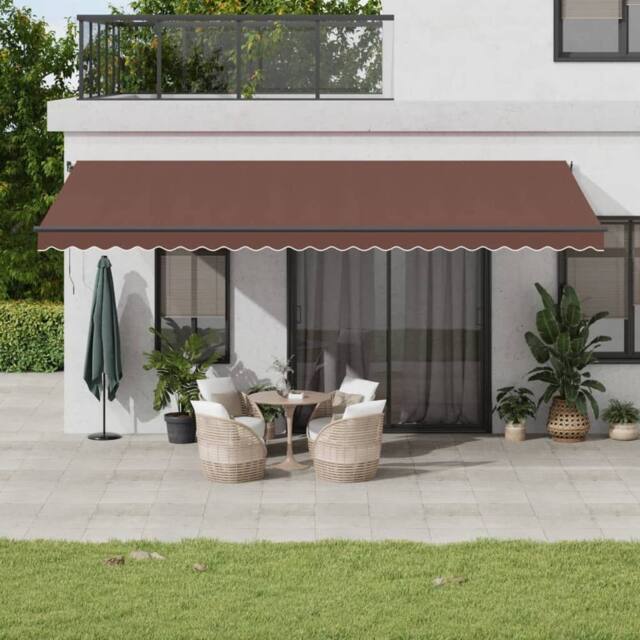 Berkfield Home Manual Retractable Awning with LEDs Brown 600x350 cm - image 1