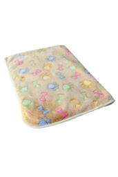 KDMD 76x52cm Warm Pet Mat Bone Print Fleece Soft Blanket Brown - Size: 76x52 cm
