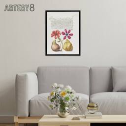 "Artery8 Poppy Anemone Fig & Quince Calligraphy Framed Canvas Wall Art Print in White - Size: W12"" x H16""" - thumbnail 3