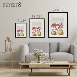"Artery8 Poppy Anemone Fig & Quince Calligraphy Framed Canvas Wall Art Print in White - Size: W12"" x H16""" - thumbnail 4