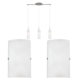 Loops Ceiling Pendant Light & 2x Matching Wall Lights Satin Nickel & Glass Triple Lamp in Metallics - thumbnail 1