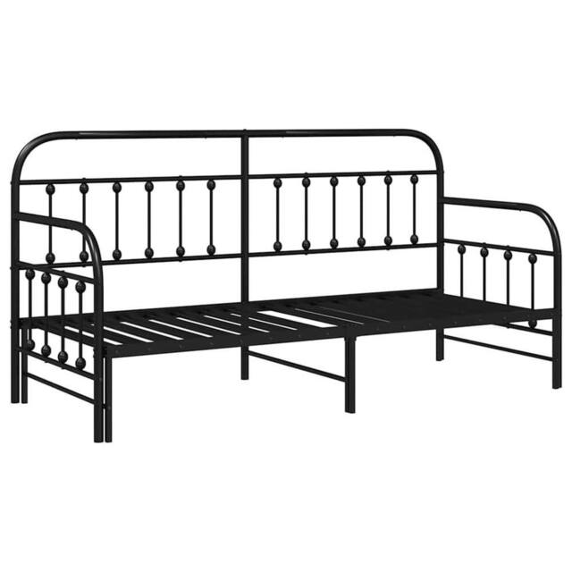 Berkfield Home Daybed Frame with Trundle Black 80x200 cm Steel