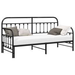 Berkfield Home Daybed Frame with Trundle Black 80x200 cm Steel - thumbnail 3