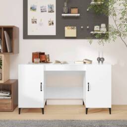Berkfield Home Spacious Desk High Gloss White 140x50x75 cm Engineered Wood - Size: 140 x 50 x 75 cm - thumbnail 2