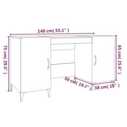 Berkfield Home Spacious Desk High Gloss White 140x50x75 cm Engineered Wood - Size: 140 x 50 x 75 cm - thumbnail 9