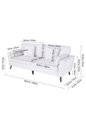 Living and Home 2-Seater Chenille Upholstered Sofa with Pillows in White - thumbnail 2