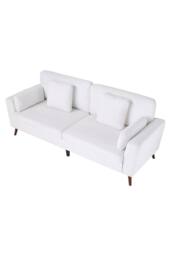 Living and Home 2-Seater Chenille Upholstered Sofa with Pillows in White - thumbnail 4