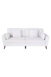 Living and Home 2-Seater Chenille Upholstered Sofa with Pillows in White - thumbnail 3