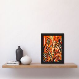 Artery8 Jazz Music Band Musicians Abstract Modern Folk Art Painting Artwork Framed Wall Art Print A4 in Black - thumbnail 2