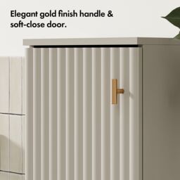 VonHaus Victoria Fluted Design Slim Bathroom Storage Cabinet in Stone - thumbnail 5