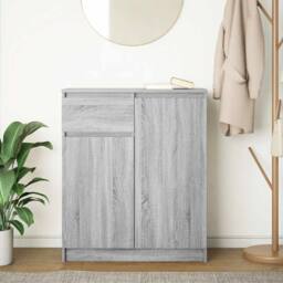 Berkfield Home Sideboard with Drawer Grey Sonoma 71x35x84 cm Engineered Wood - Size: 71 x 35 x 84 cm - thumbnail 3
