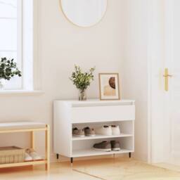 Berkfield Home Shoe Cabinet White 70x36x60 cm Engineered Wood - Size: 70 x 36 x 60 cm - thumbnail 2