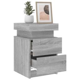 Berkfield Home Bedside Cabinets with LED Lights 2 pcs Grey Sonoma 35x39x55 cm - Size: 35 x 39 x 55 cm - thumbnail 5
