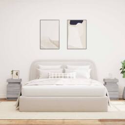Berkfield Home Bedside Cabinets with LED Lights 2 pcs Grey Sonoma 35x39x55 cm - Size: 35 x 39 x 55 cm - thumbnail 3