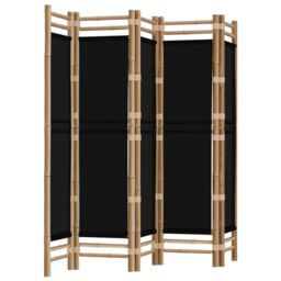 Berkfield Home Folding 5-Panel Room Divider 200 cm Bamboo & Canvas in Black - thumbnail 2