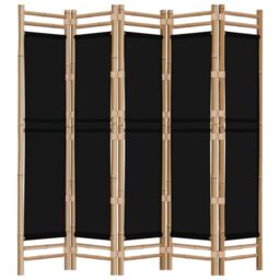 Berkfield Home Folding 5-Panel Room Divider 200 cm Bamboo & Canvas in Black - thumbnail 5