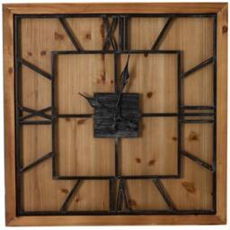 Wyld Haus Large Rustic Square Wall Clock with Roman Numerals in Brown - thumbnail 2