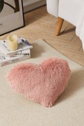 H&O Direct 40*50cm Heart Shaped Long Plush Throw Pillow Cover in Pink - thumbnail 1