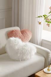 H&O Direct 40*50cm Heart Shaped Long Plush Throw Pillow Cover in Pink - thumbnail 6