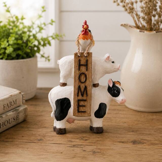 Country Living Resin Stacking Farm Animals Home in White - image 1